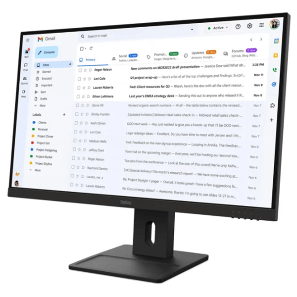 მონიტორი Lenovo 64BCMAT4EU DM ThinkVision E27-40, 27", Monitor, FHD, IPS, HDMI, DP, Black