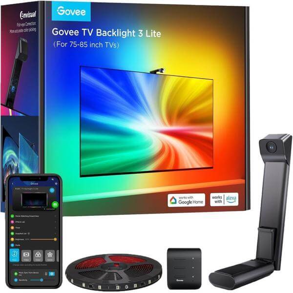 Adaptive Backlight Kit Govee H60993D2 TV Backlight 3 Lite, 75/85", WIFI, Bluetooth, Black