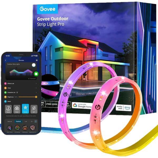 Outdoor LED RGBICWW Strip Lights Govee H70A13D1 Phantasy, WIFI, Bluetooth, 10m, White