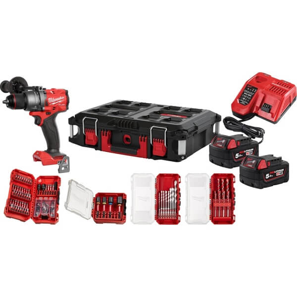 Li-ion Cordless Drill Milwaukee 4933498240 M18FPD3100P-502P, 18V, 2100Rpm, Red/Black