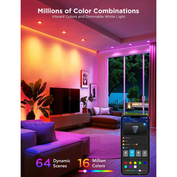 RGBWW Smart LED Bulb GU10 Govee B600D3C1 B600D, 2Pcs, WiFi, Bluetooth, White