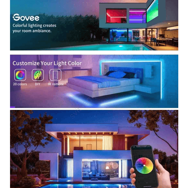 LED Strip Lights Govee H615A3A3, WiFi, Bluetooth, 5M, White