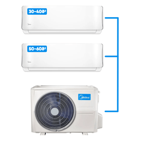 მულტი სპლიტ კონდიციონერი Midea M3OG-21HFN8-Q + AB-12NXD0-M + AB-18NXD0-M Aurora, 50-60m², Inverter, Multi Split Air Conditioner, White