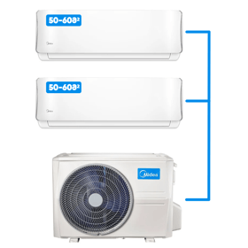 მულტი სპლიტ კონდიციონერი Midea M3OA-27HFN8-Q + (2X) AB-18NXD0-M Aurora, 50-60m², Inverter, Multi Split Air Conditioner, White