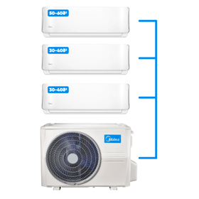 მულტი სპლიტ კონდიციონერი Midea M3OA-27HFN8-Q + (2X) AB-09NXD0-M + AB-18NXD0-M Aurora, 50-60m², Inverter, Multi Split Air Conditioner, White