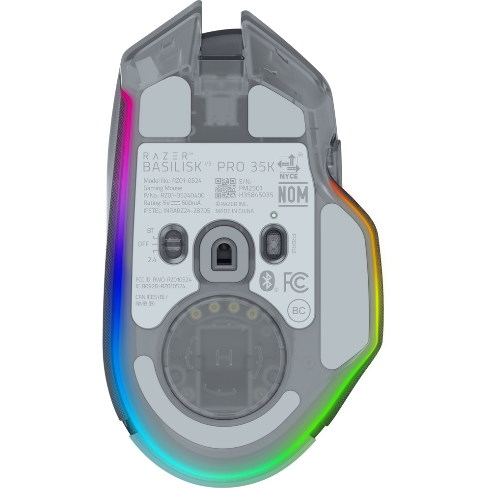 მაუსი Razer RZ01-05240400-R3G1 Basilisk V3 Pro 35K, Wireless, USB, Type-C, Bluetooth, Gaming Mouse, Phantom White