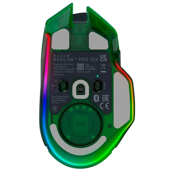 მაუსი Razer RZ01-05240300-R3G1 Basilisk V3 Pro 35K, Wireless, USB, Type-C, Bluetooth, Gaming Mouse, Phantom Green