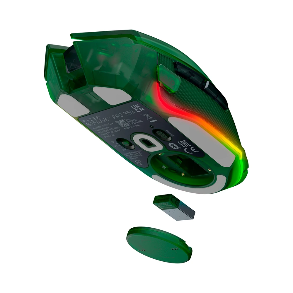 მაუსი Razer RZ01-05240300-R3G1 Basilisk V3 Pro 35K, Wireless, USB, Type-C, Bluetooth, Gaming Mouse, Phantom Green