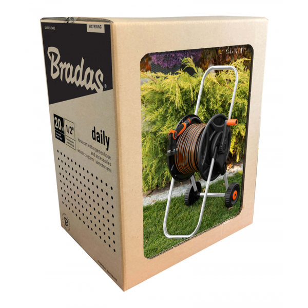 კოჭა სარწყავი მილით Bradas ECO-AG26020SET1 Black Line, 20m, Trolley With Hose, Black
