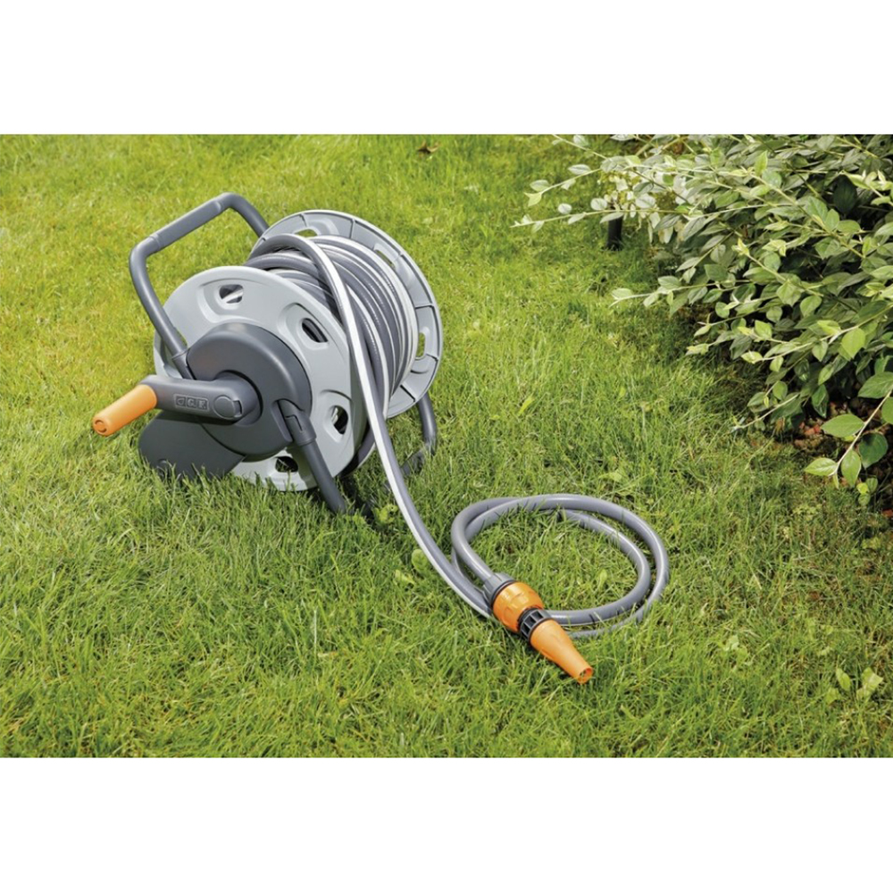 კოჭა სარწყავი მილით GF Mini Concept GF80005793, 15m, Reel With Hose, Grey