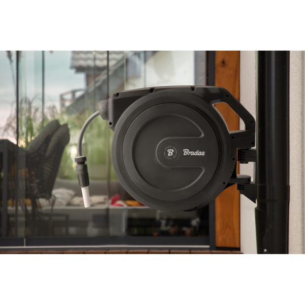 კოჭა ავტომატური მილით Bradas WHITE LINE 11021288, 40m, Automatic Hose Reel with Hose, Black