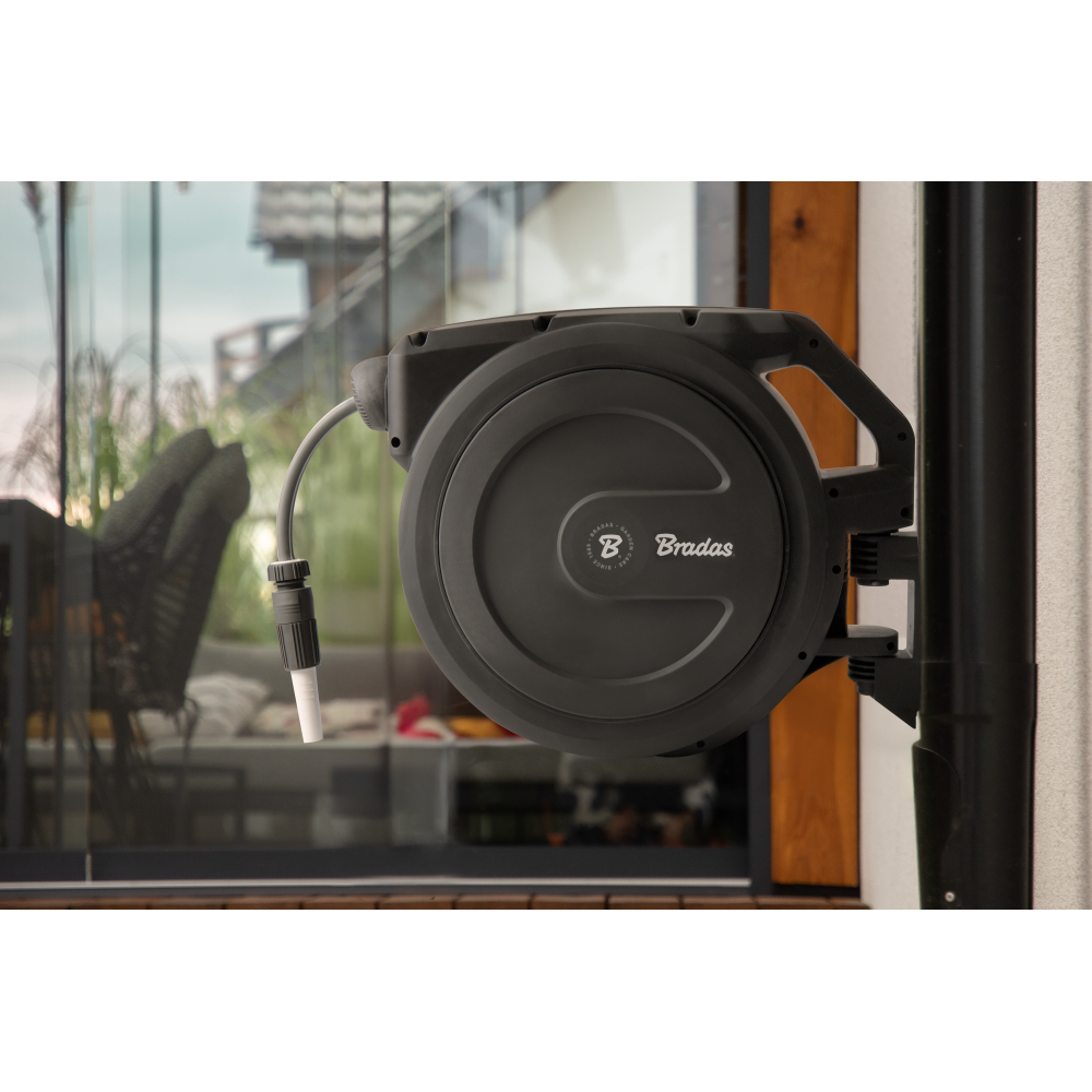 Automatic Hose Reel with Hose Bradas WHITE LINE 11021288, 40m, Black
