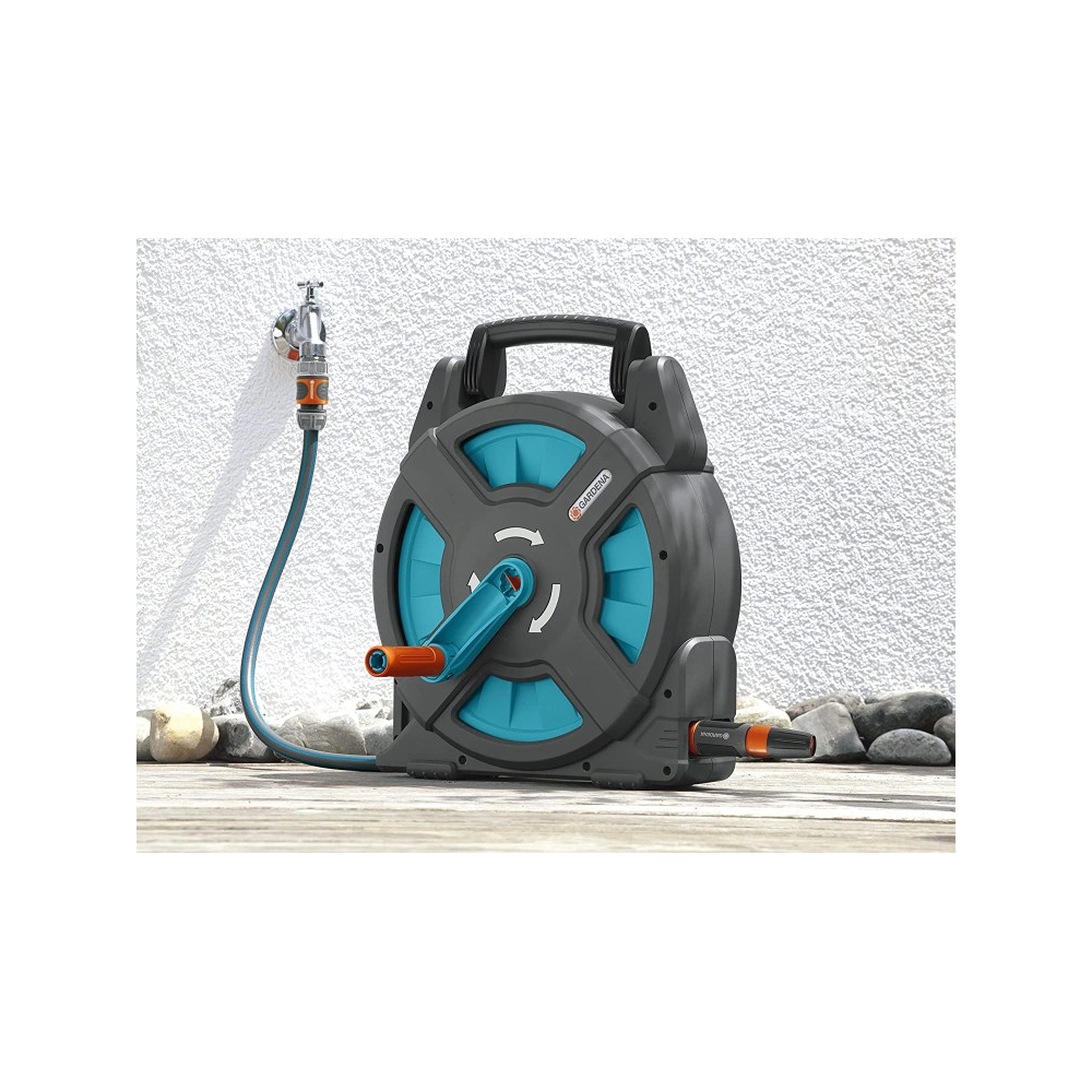 კოჭი სარწყავი მილით Gardena 2662-20, 15m, Hose With Reel, Black