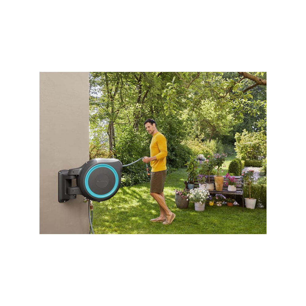 Hose With Reel Gardena RollUp M, 25m, Black