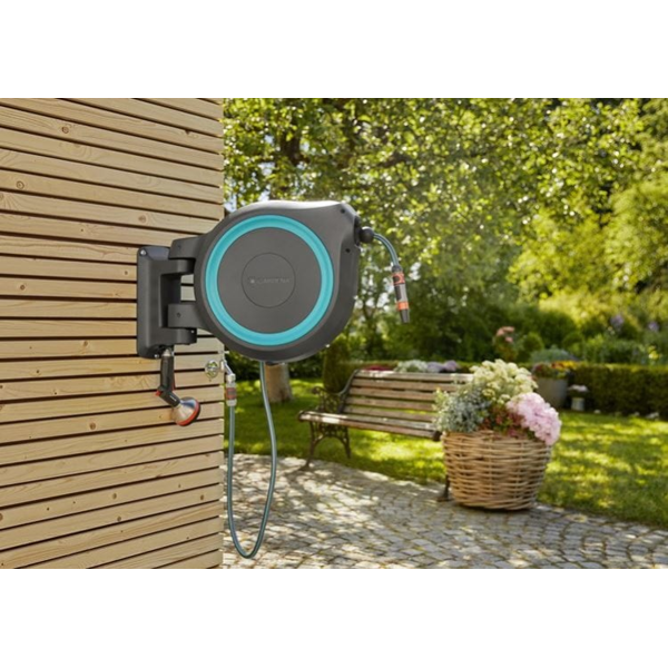 Hose With Reel Gardena RollUp M, 25m, Black