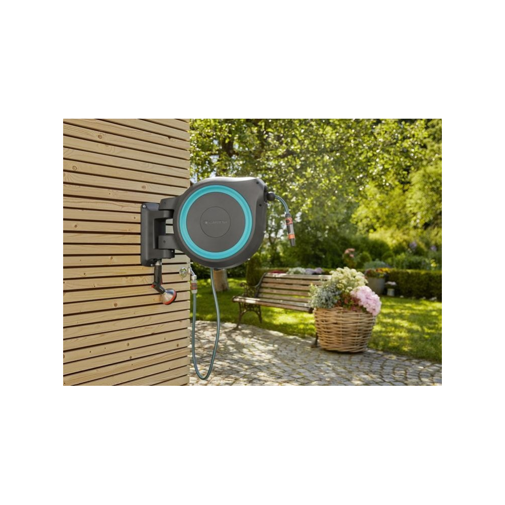 კოჭა სარწყავი მილით Gardena RollUp M, 25m, Hose With Reel, Black