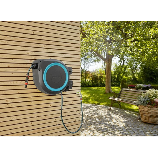 Hose With Reel Gardena RollUp M, 25m, Black