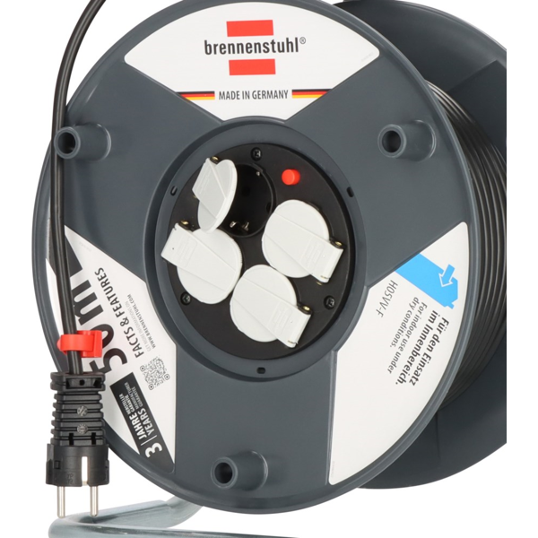 კოჭა Brennenstuhl 1205066, 4Socket, 50m, Coil, Black