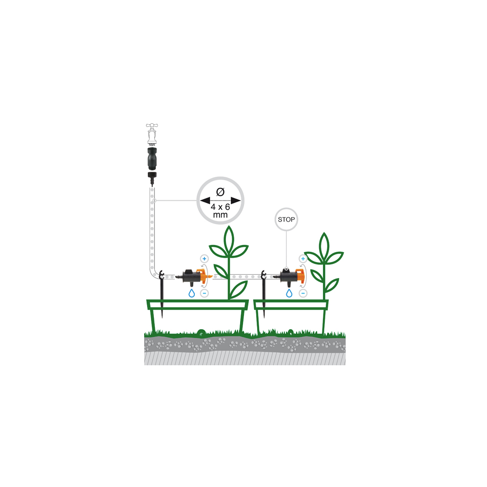 წვეთოვანი სარწყავი მილი GF 12 VASE GF80006299, 12M, Dripper kit, Black