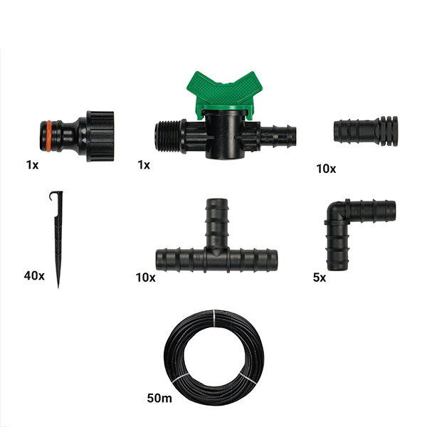 წვეთოვანი სარწყავი მილი Bradas Water Drip DSWWM50-SET1, 50m, Kit With Drip Tube, Black