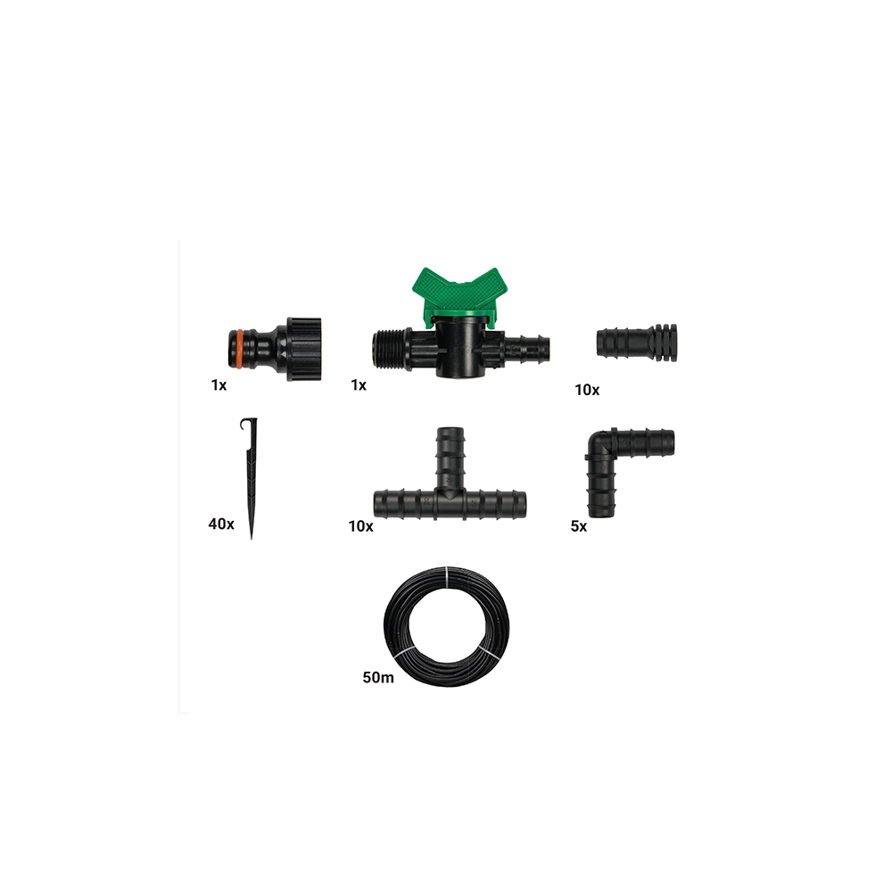 წვეთოვანი სარწყავი მილი Bradas Water Drip DSWWM50-SET1, 50m, Kit With Drip Tube, Black