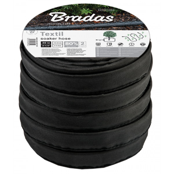 ჟონვადი სარწყავი მილი Bradas Soaker Textil Hose WSTH30, 30m, Garden Hose, Black