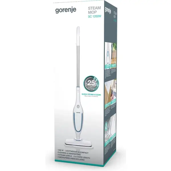 Steam Mop Gorenje SC1200W, 1200W, 0.35L, White