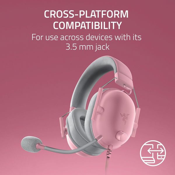 ყურსასმენი Razer RZ04-03241400-R3G1 BlackShark V2 X for PlayStation, Gaming Headset, Wired, 3.5mm, Quartz Pink