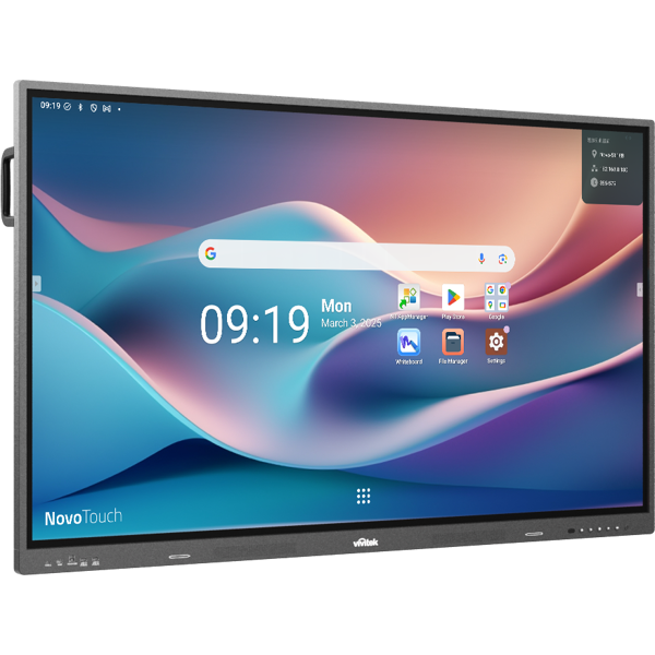 იტერაქტიული ეკრანი Vivitek BK653i Novo Touch, 85”, 4K, Android 14, RAM 8GB, 64GB, Smart Board, Silver