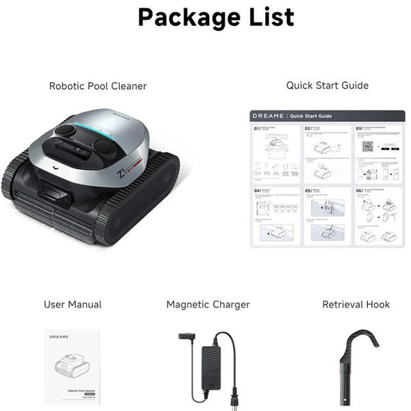 აუზის საწმენდი რობოტი Dreame PIXZ4111 Z1, Cordless Robotic Pool Cleaner, Black/Silver