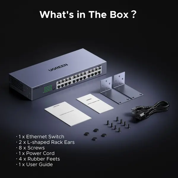 Switch UGREEN CM740 (35374EU), 24-Port Gigabit, Grey