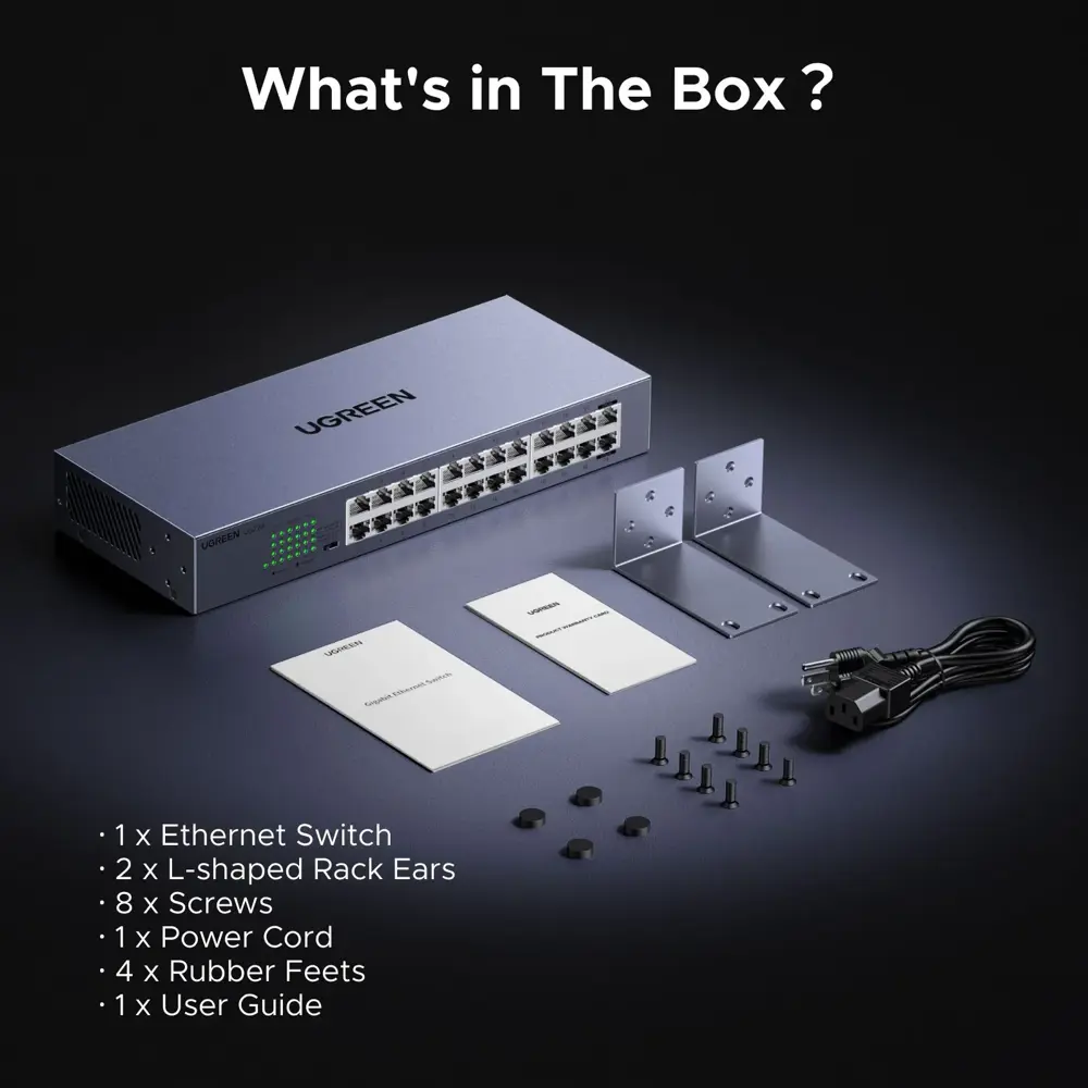 Switch UGREEN CM740 (35374EU), 24-Port Gigabit, Grey