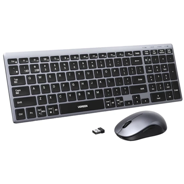 კლავიატურა+მაუსი UGREEN MK552 (85513), Wireless, USB, Bluetooth, Keyboard And Mouse, Grey