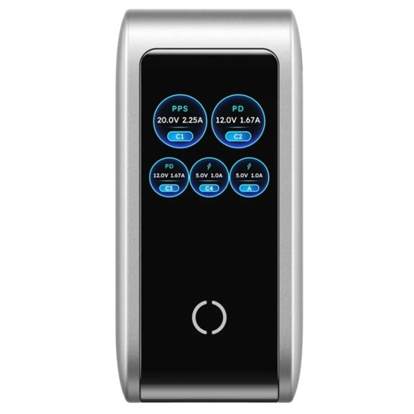 მობილურის დამტენი UGREEN X773 (65620B), 100W, USB, Type-C, GaN Fast Charger with Smart Display, Grey