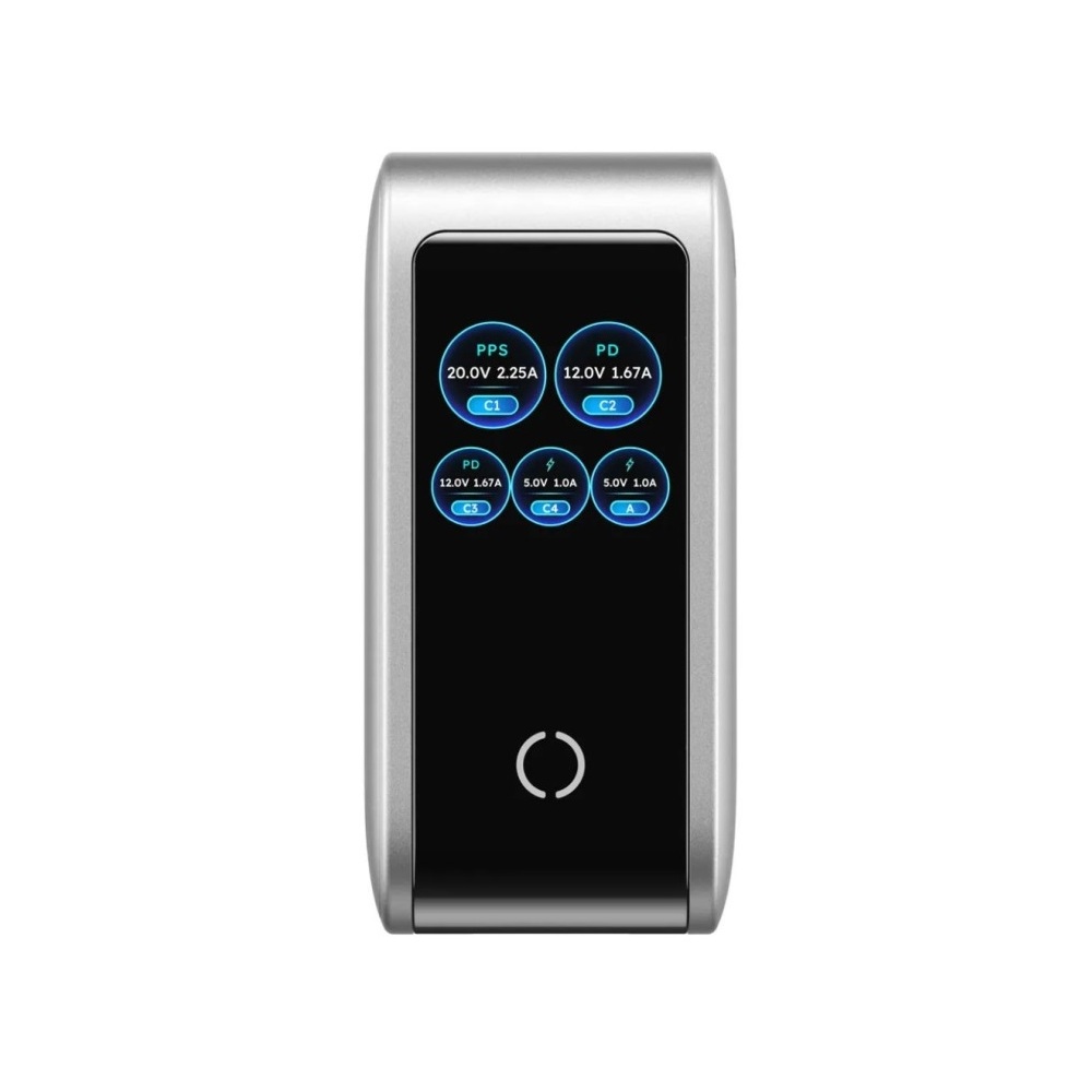 GaN Fast Charger with Smart Display UGREEN X773 (65620B), 100W, USB, Type-C, Grey