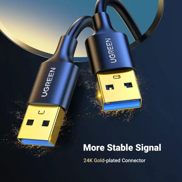 USB კაბელი UGREEN US128 (10371), USB-A 3.0 Male To Male Cable, 2m, Black