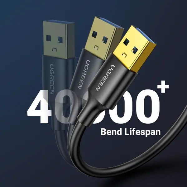 USB კაბელი UGREEN US128 (10371), USB-A 3.0 Male To Male Cable, 2m, Black