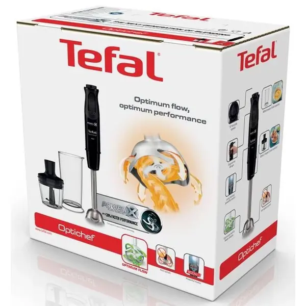 ხელის ბლენდერი Tefal HB641838 OPTICHEF, 800W, 0.8L, Hand Blender, Black