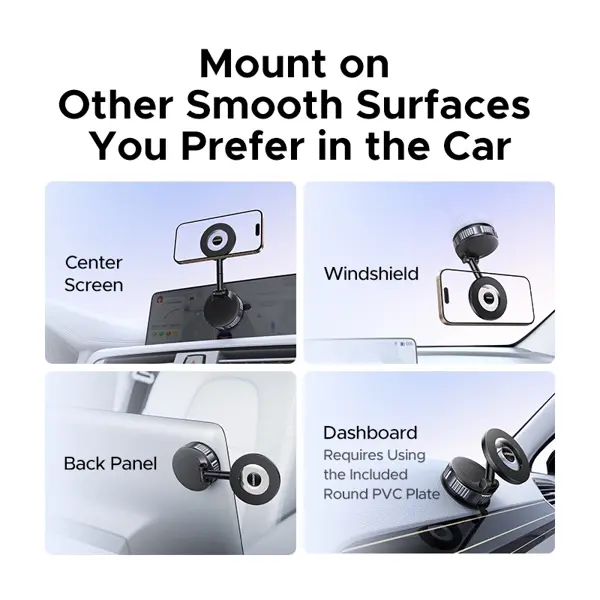 Suction Cup Magnetic Phone Mount UGREEN LP970 (75666), Grey