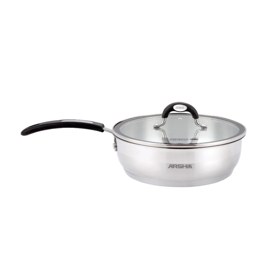 Metal frying pan with glass and metal lid Arshia SS478-3084 24x6cm