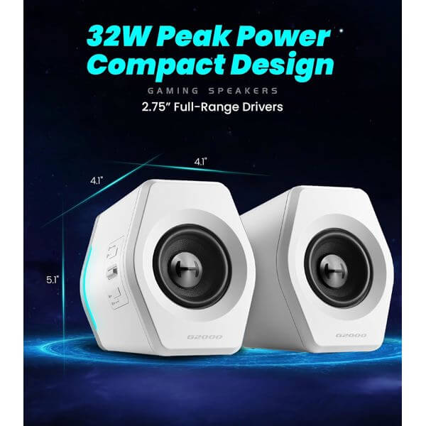 დინამიკი Edifier G2000, 16W, Bluetooth, USB, AUX, Gaming Speaker, White