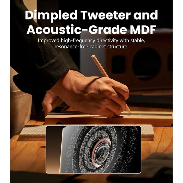Tri-amped Powered Studio Monitor Speakers Edifier MR5, 110W, XLR, 6.35 mm TRS, RCA, AUX, Black