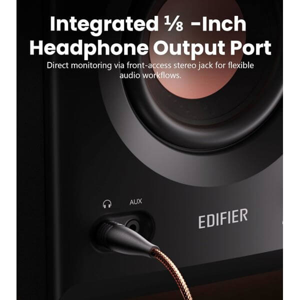 Tri-amped Powered Studio Monitor Speakers Edifier MR5, 110W, XLR, 6.35 mm TRS, RCA, AUX, Black
