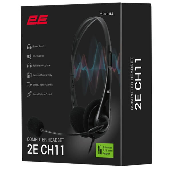Headset 2E 2E-CH11SJ, Wired, 3.5mm, Black