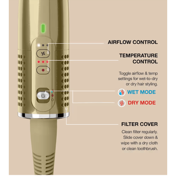თმის სტაილერი Shark HT302EUGD Glossi 2-in-1 Hot Brush, 1250W, Hair Styler, Liquid Gold