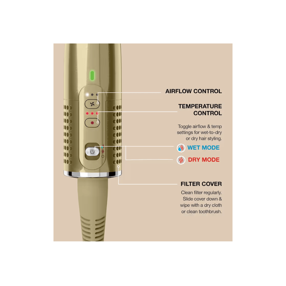 თმის სტაილერი Shark HT302EUGD Glossi 2-in-1 Hot Brush, 1250W, Hair Styler, Liquid Gold