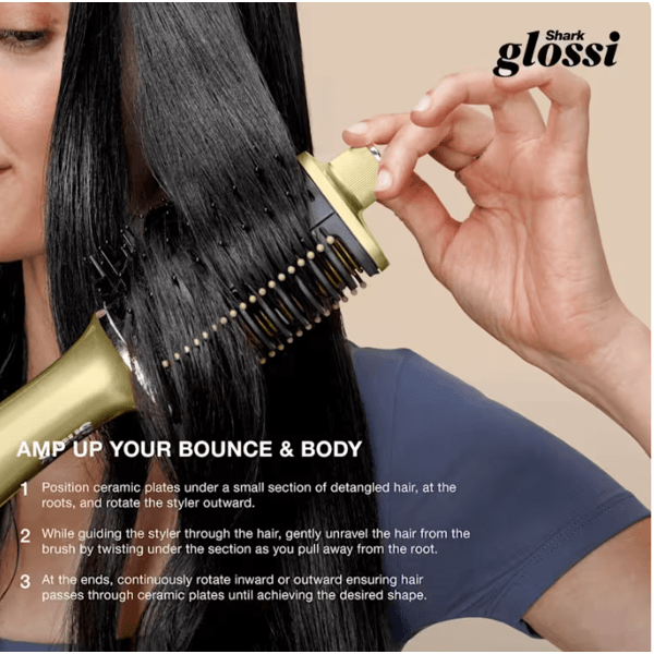 თმის სტაილერი Shark HT302EUGD Glossi 2-in-1 Hot Brush, 1250W, Hair Styler, Liquid Gold