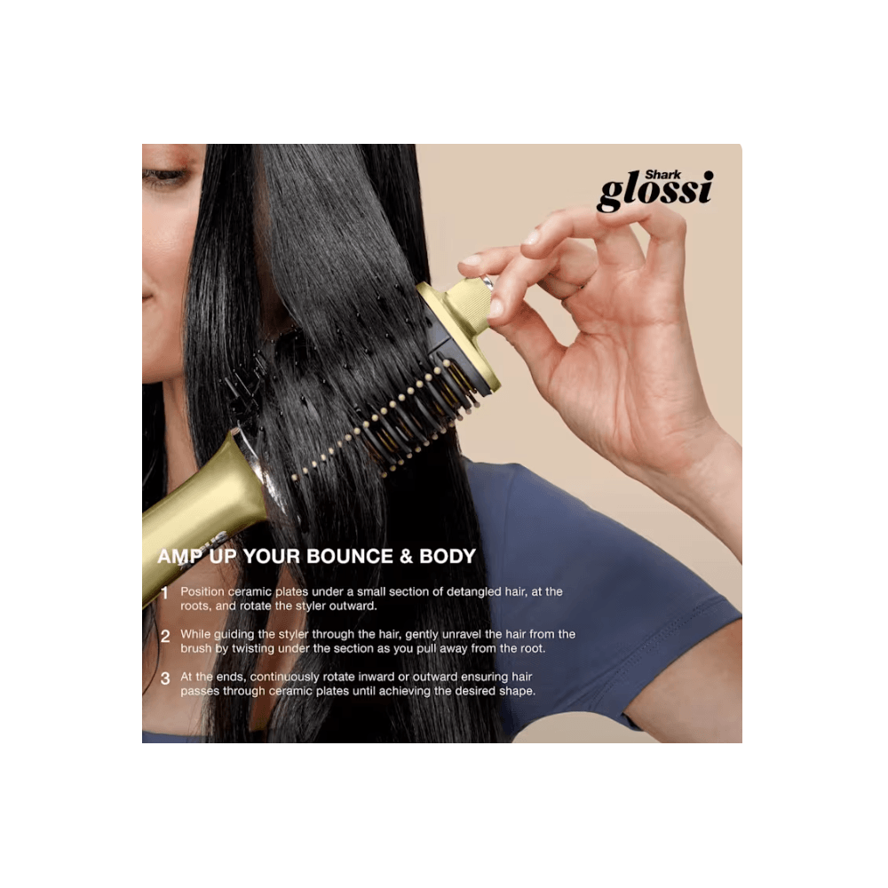 თმის სტაილერი Shark HT302EUGD Glossi 2-in-1 Hot Brush, 1250W, Hair Styler, Liquid Gold