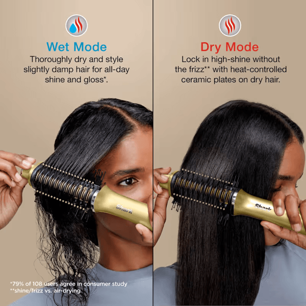 თმის სტაილერი Shark HT302EUGD Glossi 2-in-1 Hot Brush, 1250W, Hair Styler, Liquid Gold