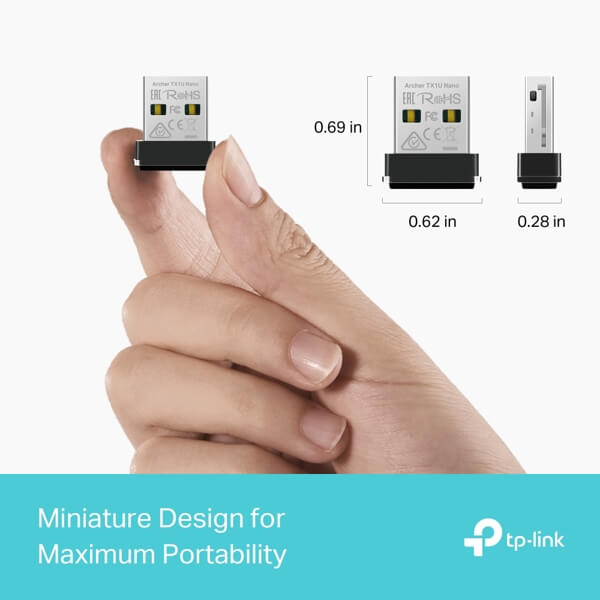 AX300 Nano WiFi 6 Wireless USB Adapter Tp-Link Archer TX1U Nano, Black